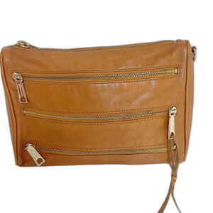 Rebecca Minkoff Mini 5 Zip Convertible Crossbody Bag Tan Leather Purse